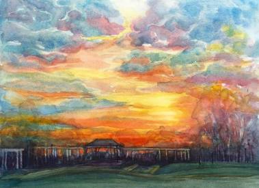 Sunrise over the Rose Garden